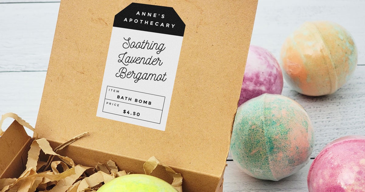 Individual bath bomb price label