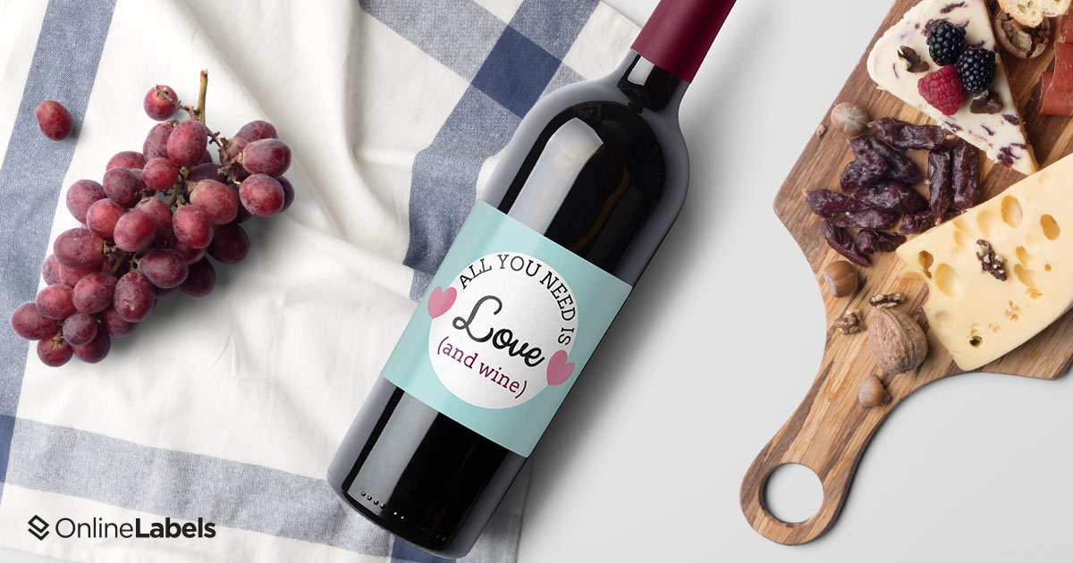 Free wine bottle label templates you can use to celebrate Valentine's Day