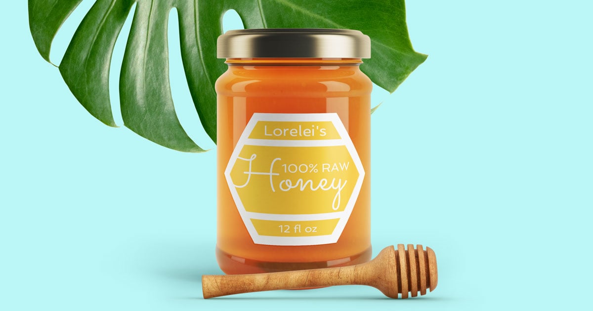 Hexagon honey jar label template