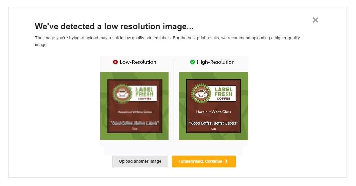 Image resolution warning