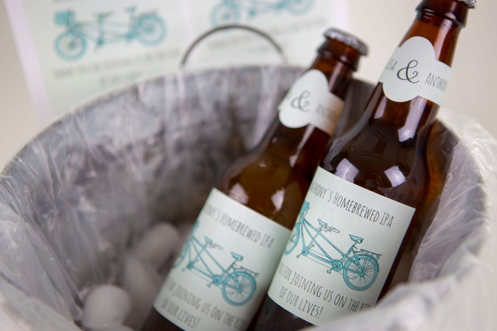 Bicycle Wedding Beer Bottle Template with Neck Label