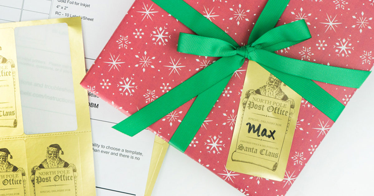 DIY "from Santa" present gift tag printable sticker, step 5