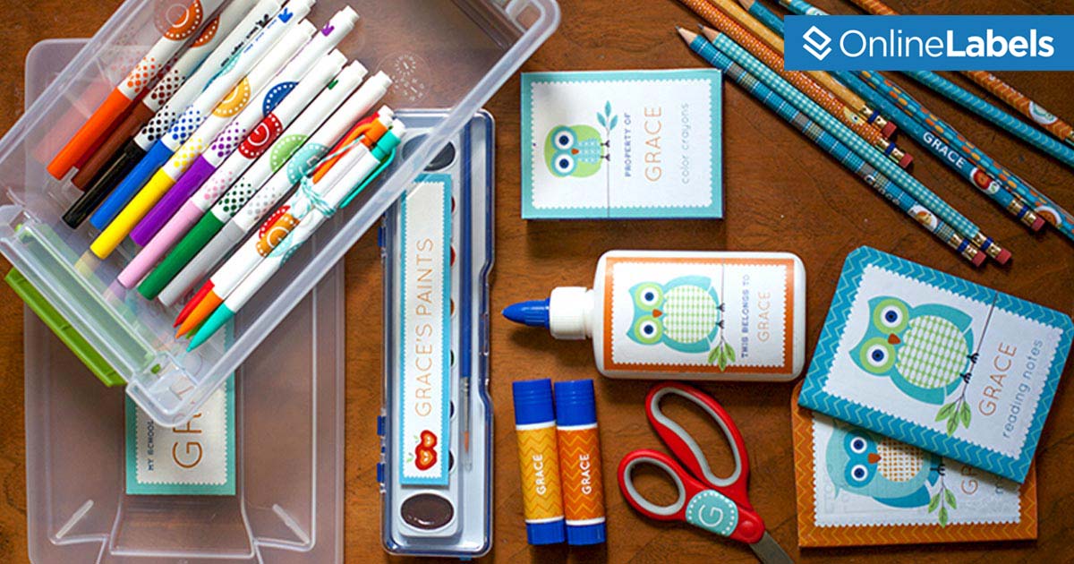 Keep school supplies organized with these printable label templates