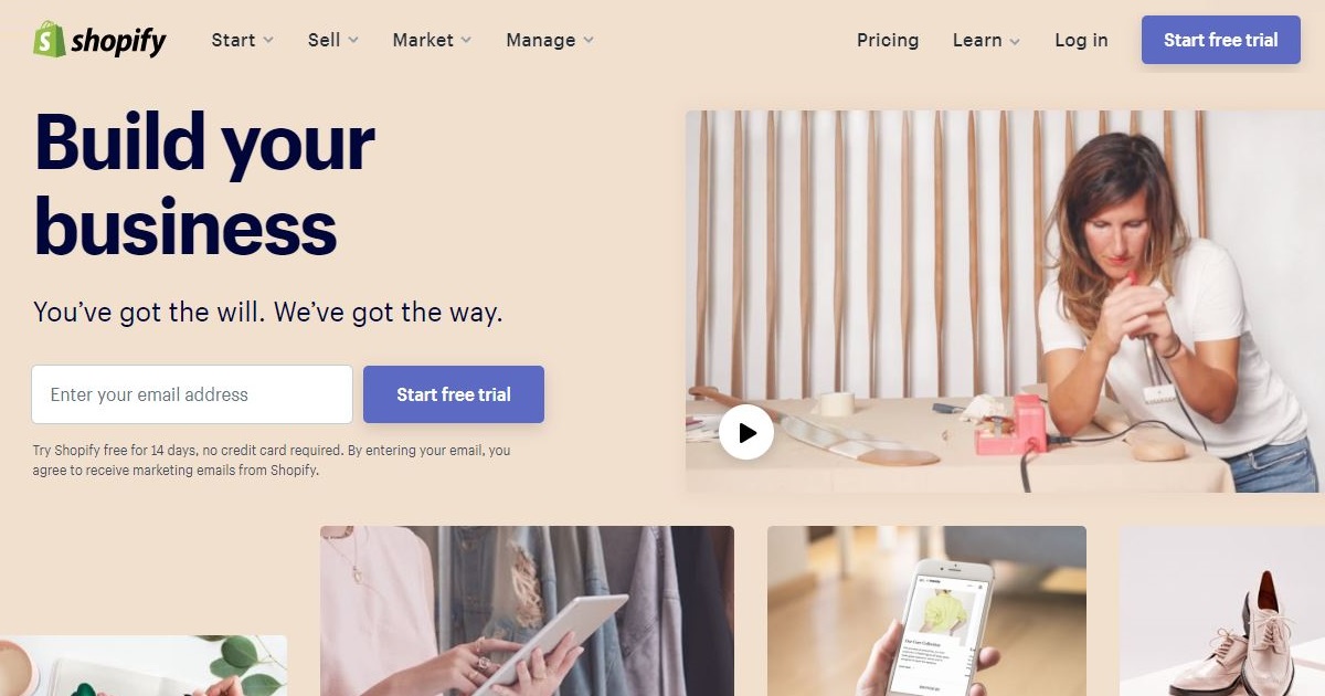 Shopify homepage
