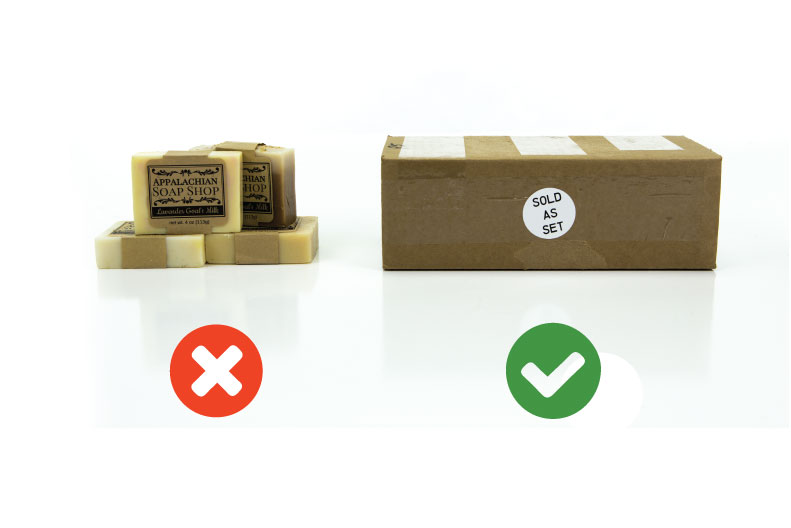 Right and wrong way to label a set of products for Amazon FBA