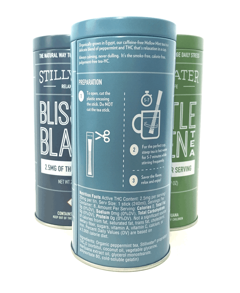 Stillwater's marijuana tea packaging, back of container