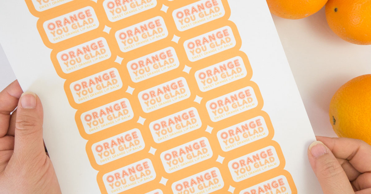 Lip balm label template for DIY sweet orange flavor