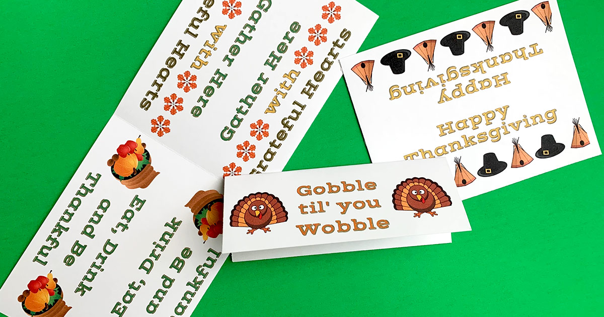 Folded Thanksgiving header cards.