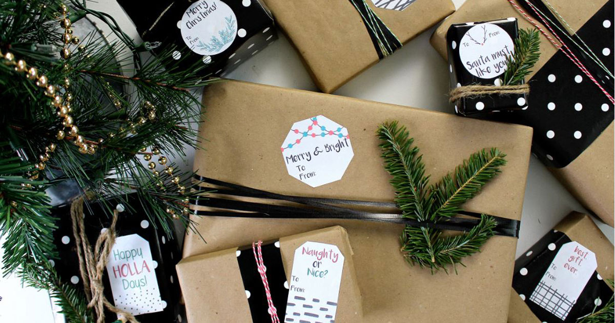 Classy Christmas gift tag label templates for gift giving during the holidays; free printable