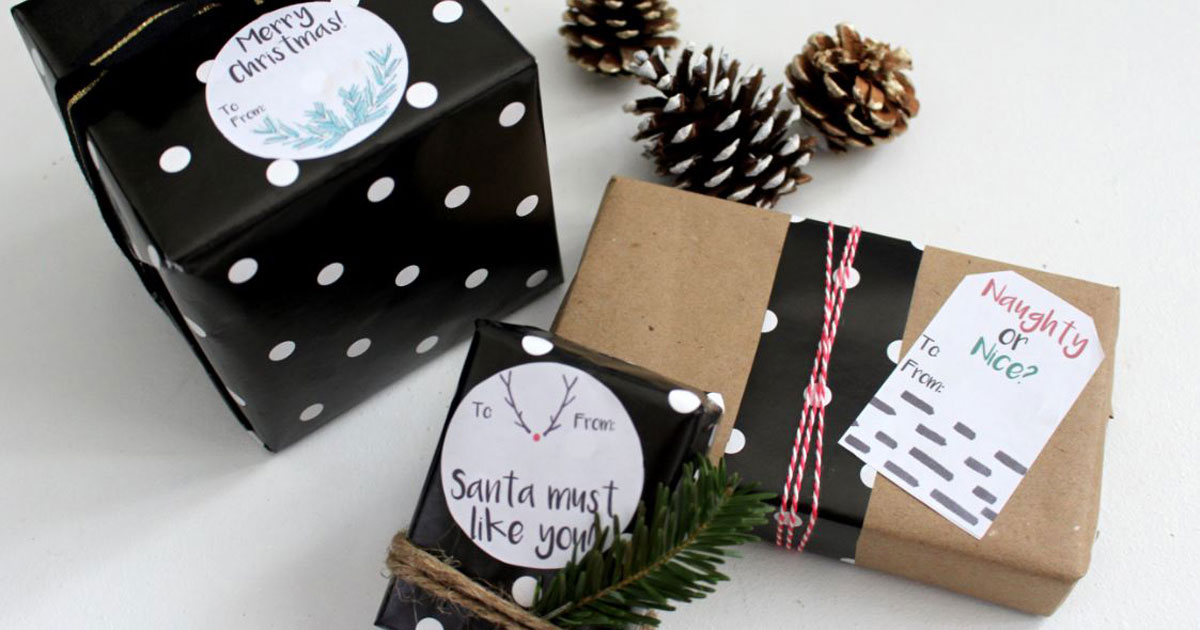 Classy Christmas gift tag label templates for gift giving during the holidays; free printable