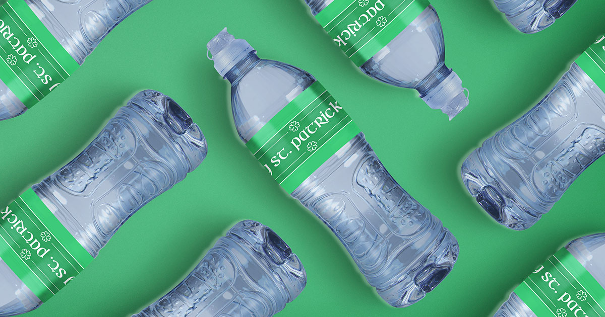 Free printable water bottle label templates for St. Patrick's Day
