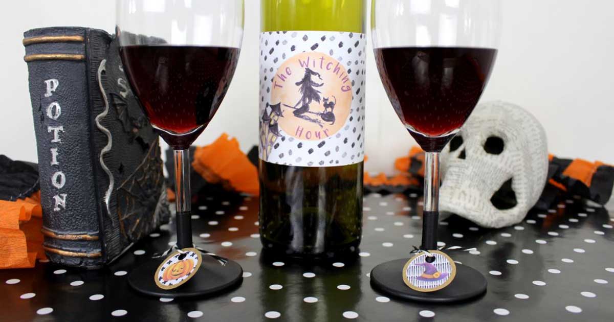 Halloween wine bottle label template