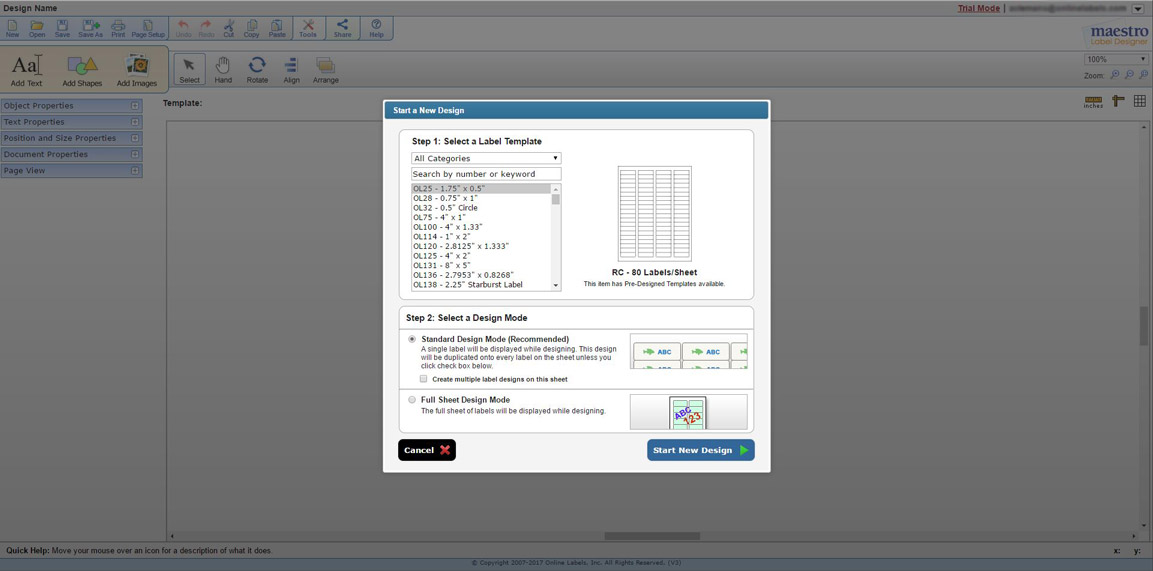 Old Maestro Label Designer Sign-in