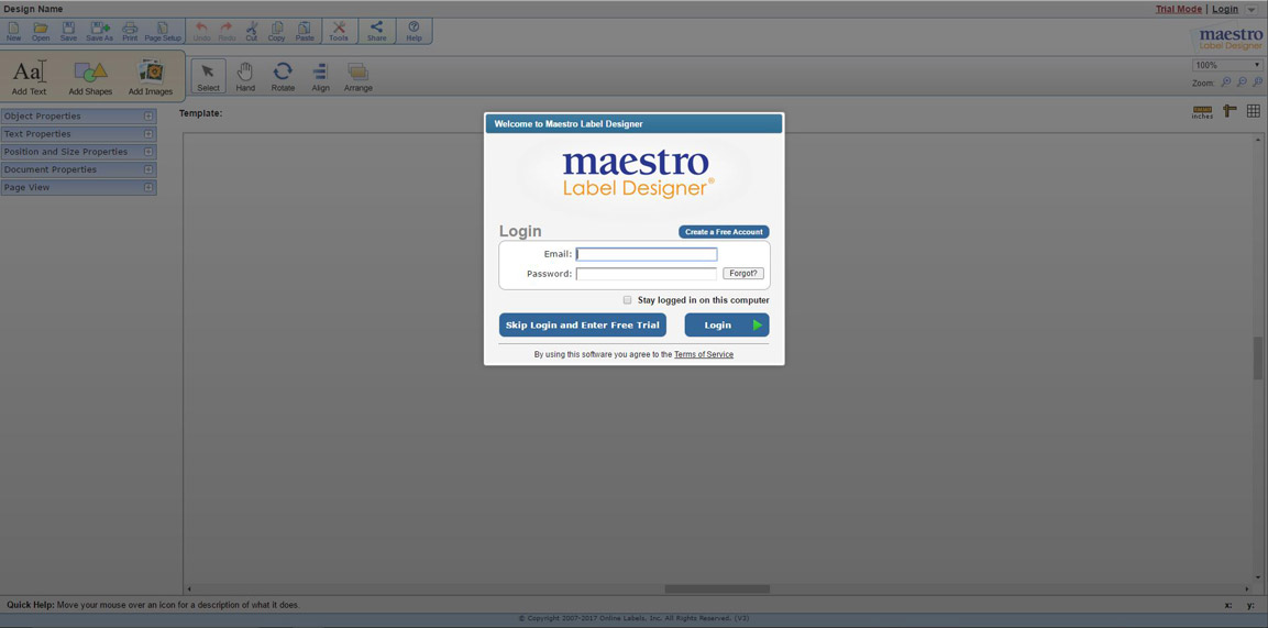 Old Maestro Label Designer Sign-in