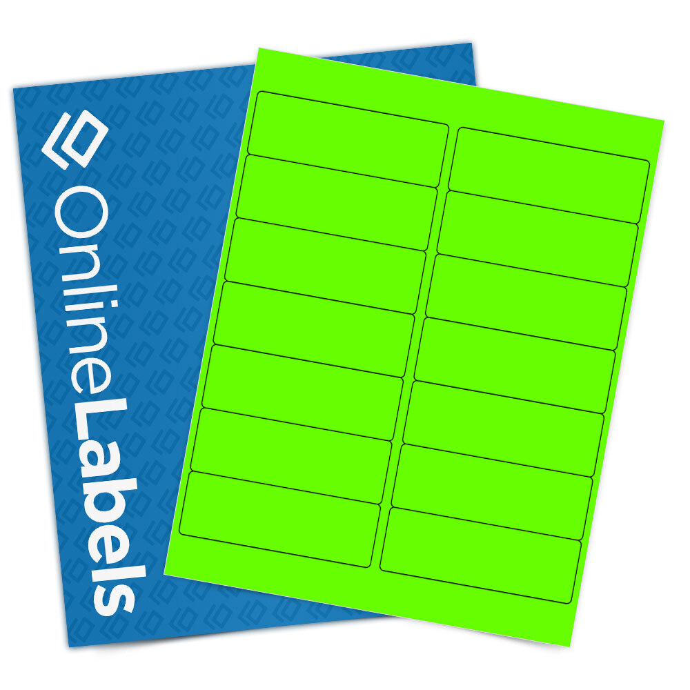Sheet of 4" x 1.33" Fluorescent Green labels