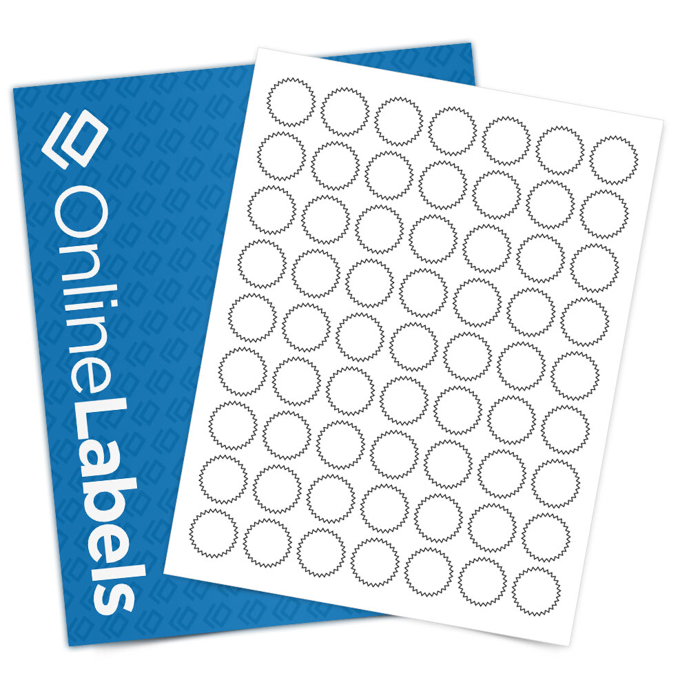 Sheet of 1" Starburst 100% Recycled White labels