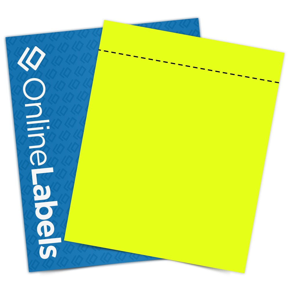 Sheet of 8.5" x 11" Fluorescent Yellow labels
