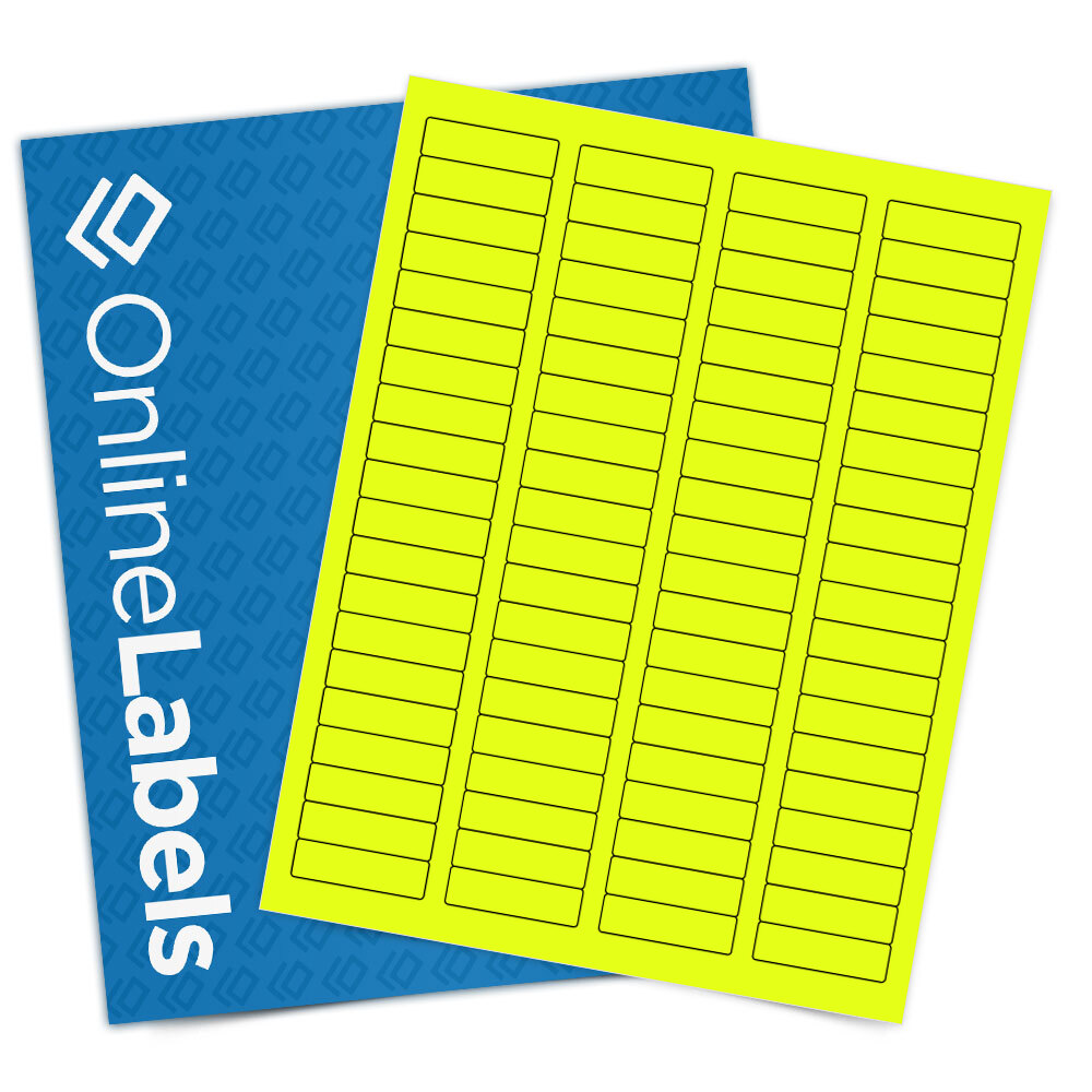 Sheet of 1.75" x 0.5" Fluorescent Yellow labels