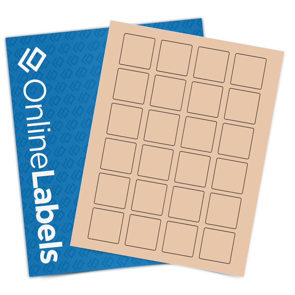 Sheet of 1.5" x 1.5" Square Light Tan labels