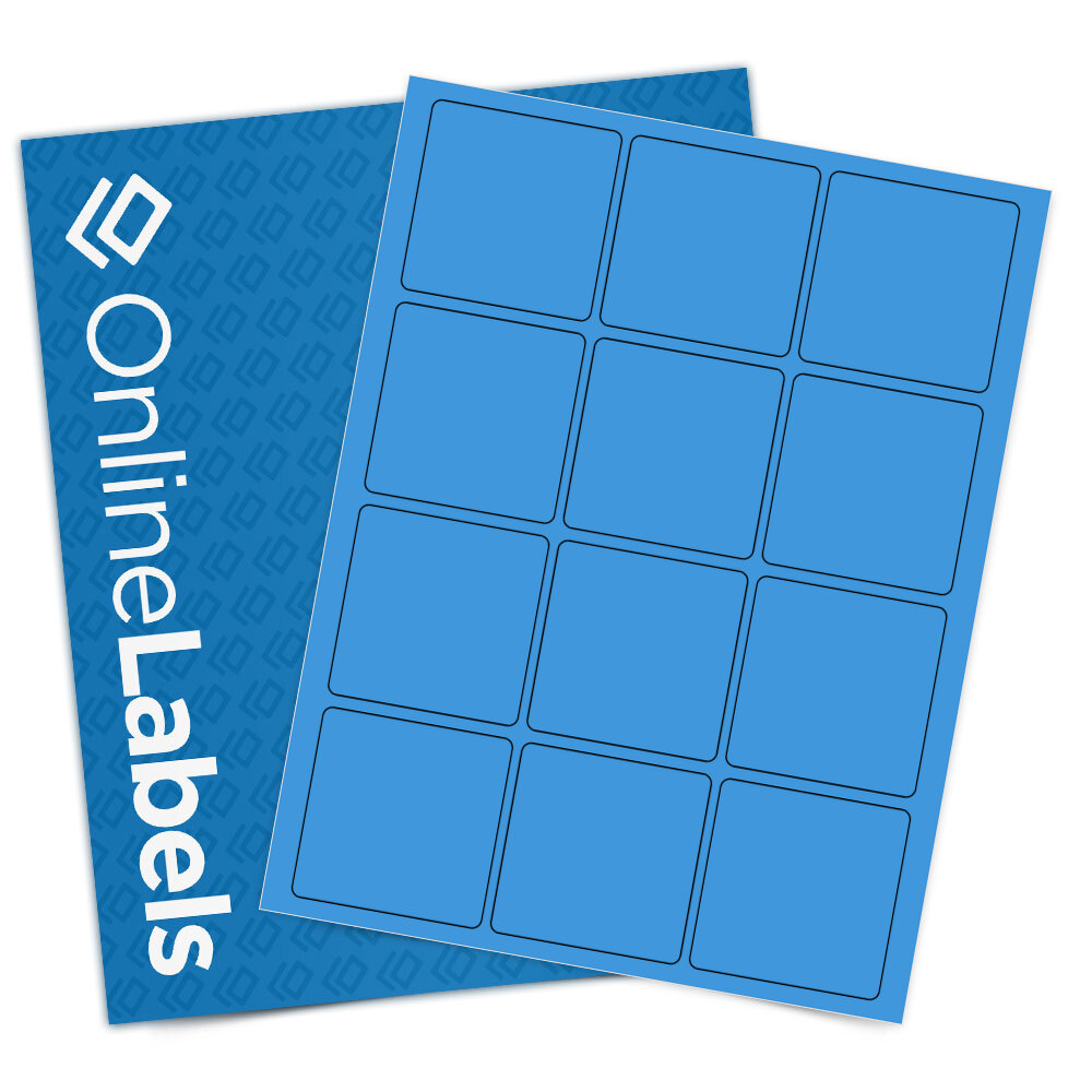 Sheet of 2.5" x 2.5" Square True Blue labels