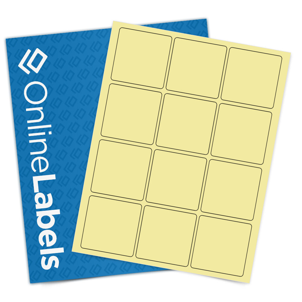 Sheet of 2.5" x 2.5" Square Pastel Yellow labels