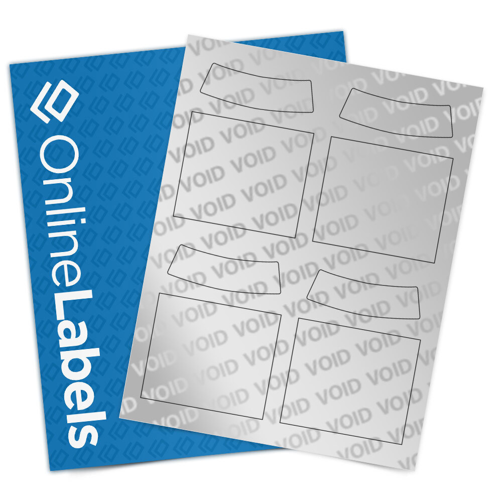 Sheet of 3.5" x 2.99" Void Silver Polyester labels