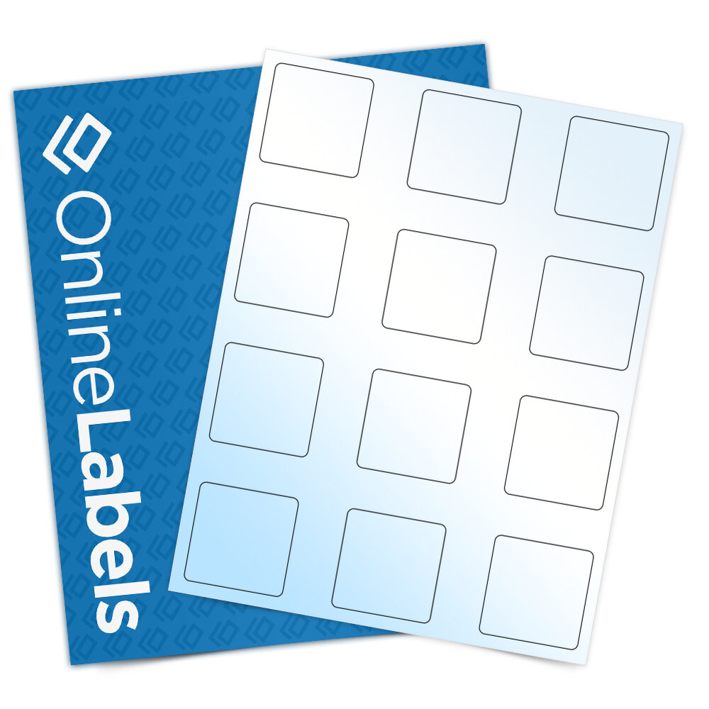 Sheet of 2" x 2" Square White Gloss Inkjet labels