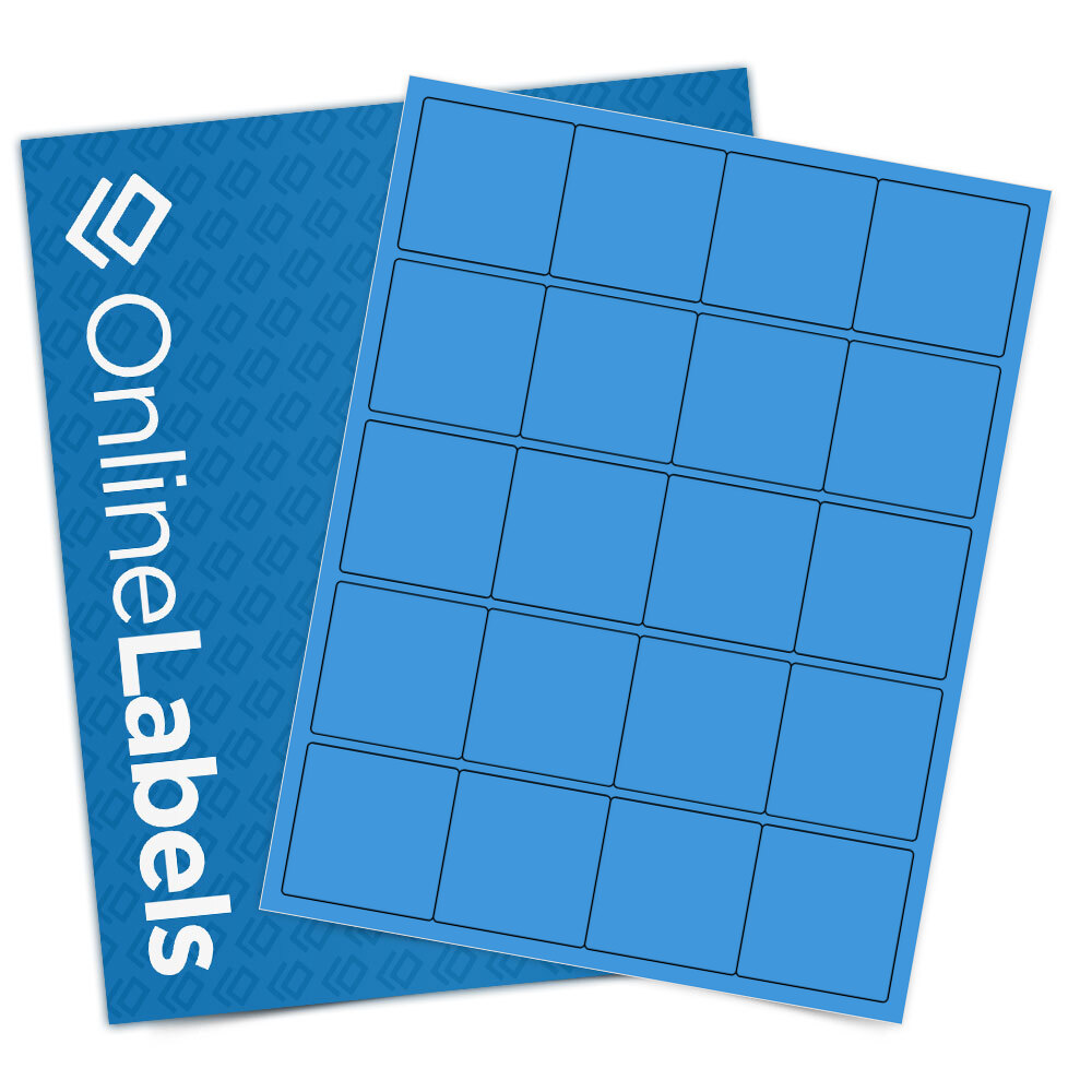 Sheet of 2" x 2" Square True Blue labels