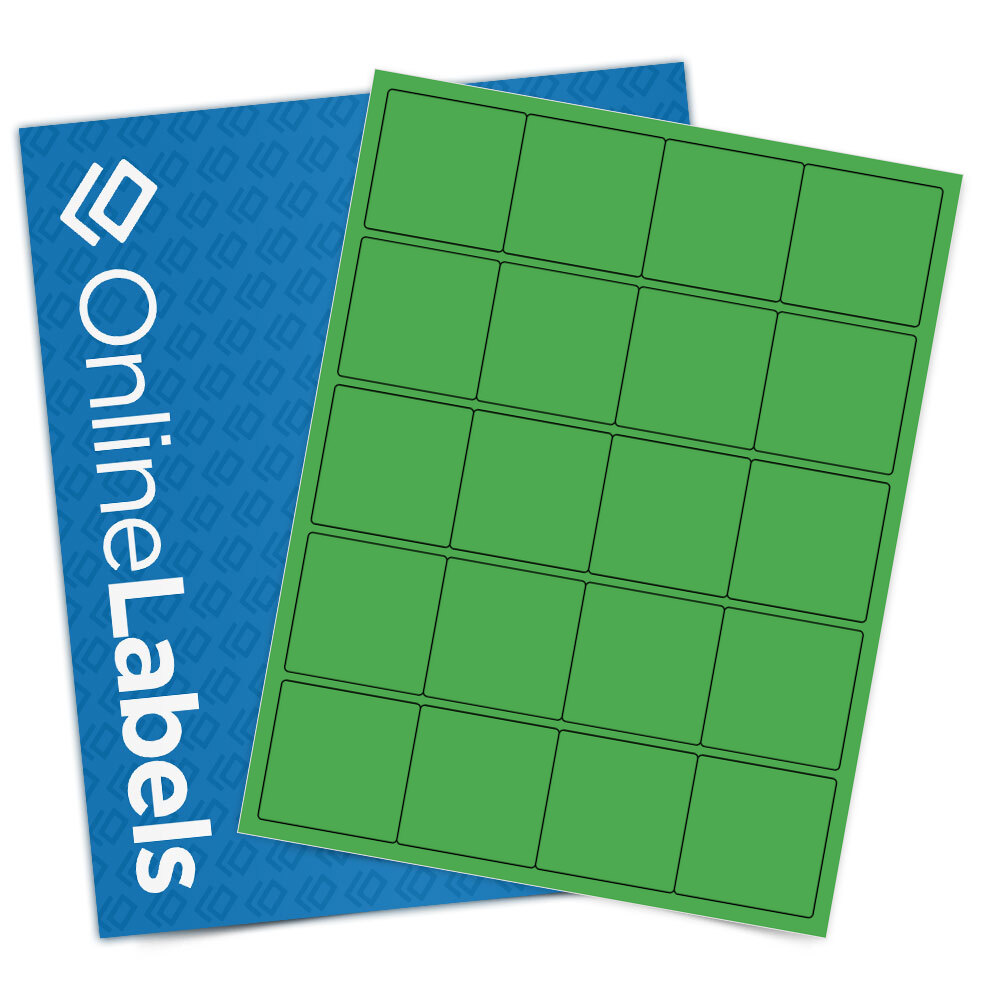 Sheet of 2" x 2" Square True Green labels