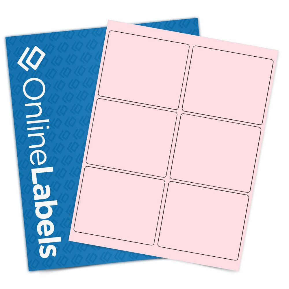 Sheet of 4" x 3.25" Pastel Pink labels