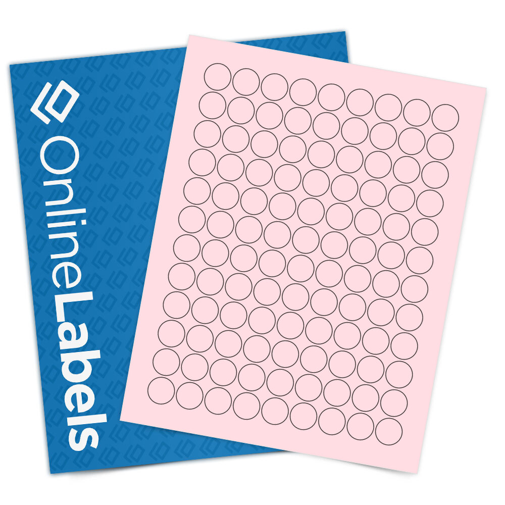 Sheet of 0.75" Circle Pastel Pink labels