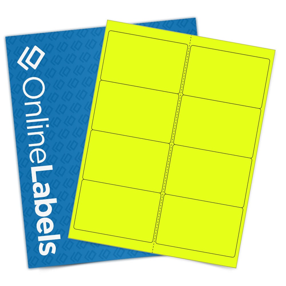 Sheet of 4" x 2.5" Fluorescent Yellow labels
