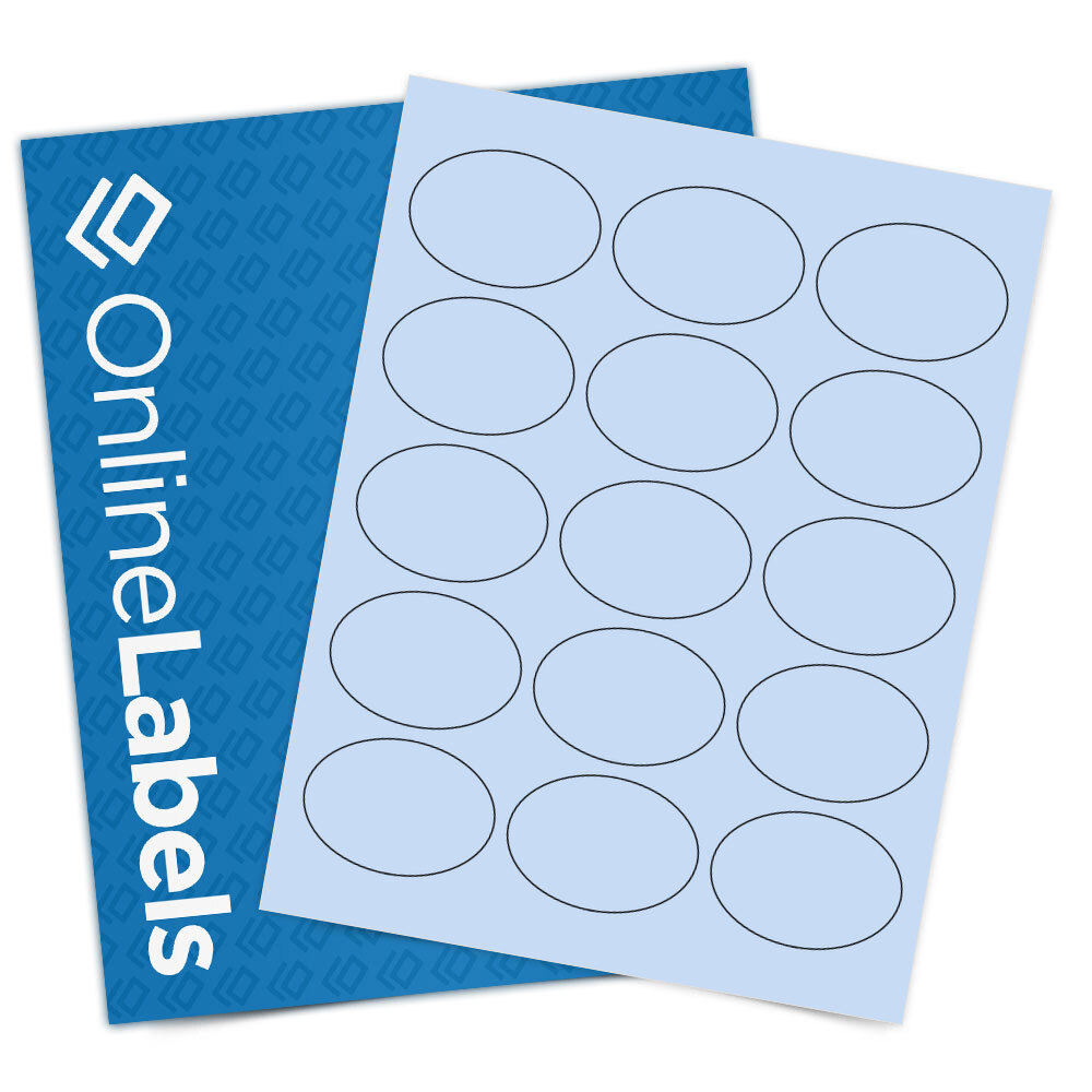 Sheet of 2.5" x 1.75" Oval Pastel Blue labels