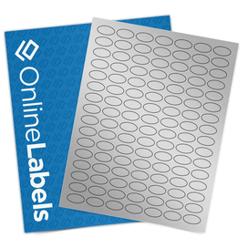 Sheet of 1" x 0.5" Small Oval Weatherproof Silver Polyester Laser labels