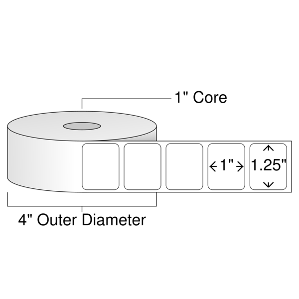 Roll of 1.25" x 1"  Thermal  labels