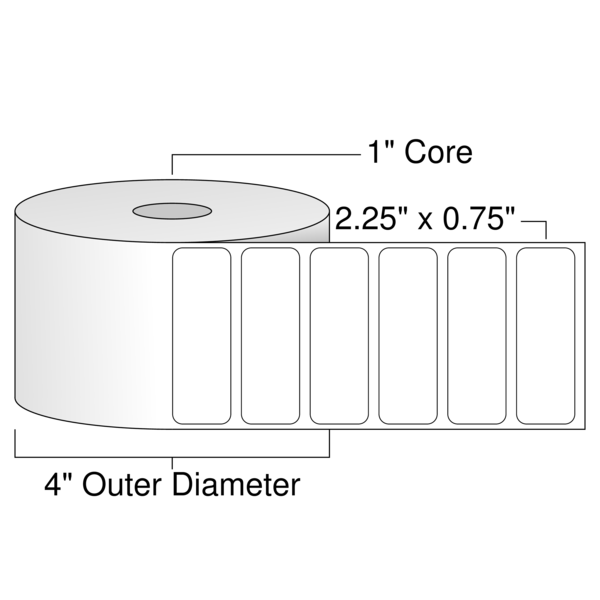 Roll of 2.25" x 0.75"  Thermal  labels