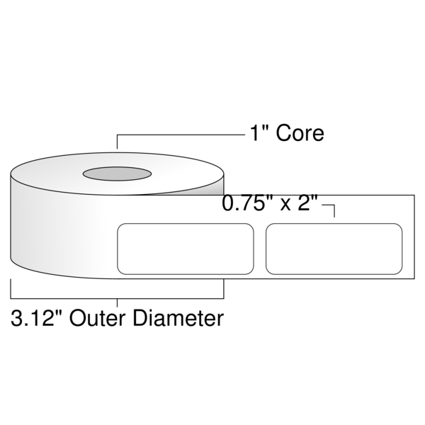 Roll of 0.75" x 2"  Thermal  labels