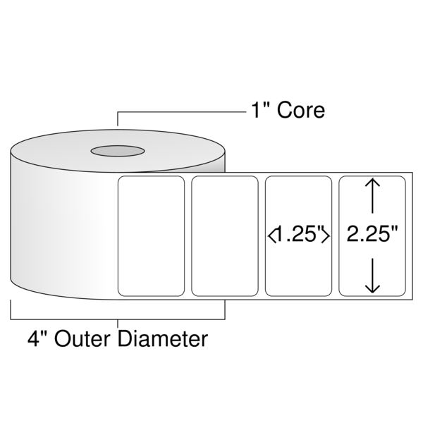 Roll of 2.25" x 1.25"  Thermal  labels