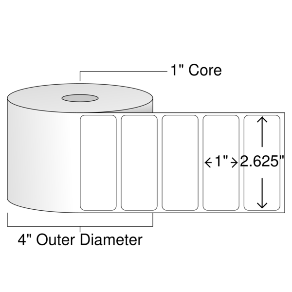 Roll of 2.625" x 1"  Thermal  labels