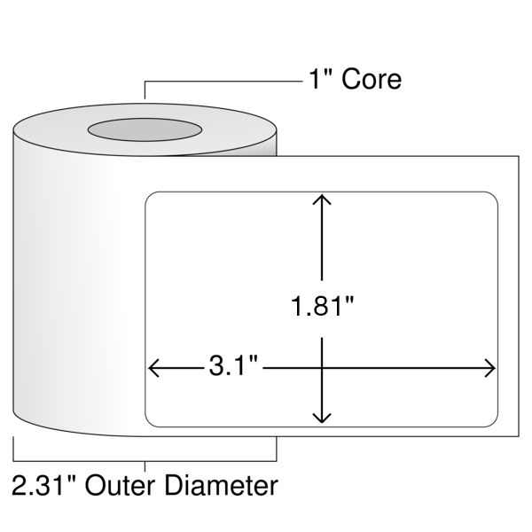 Roll of 1.8" x 3.1"  Thermal  labels