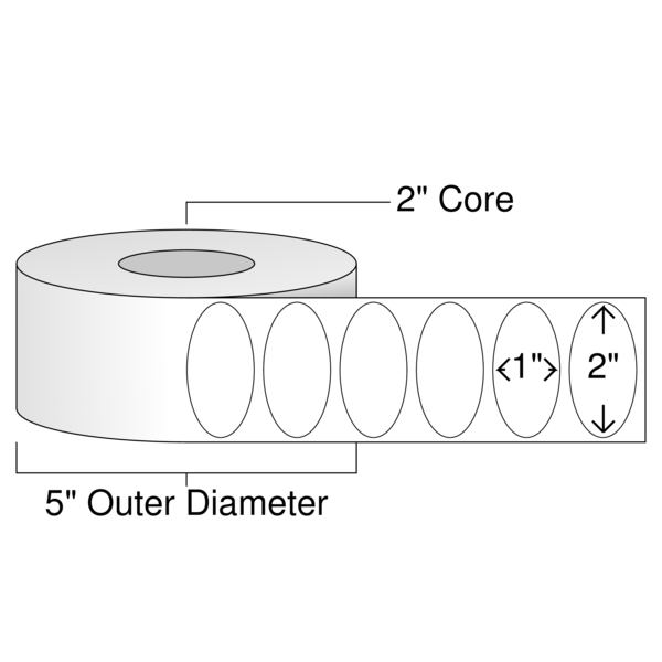 Roll of 2" x 1" Oval  Inkjet  labels