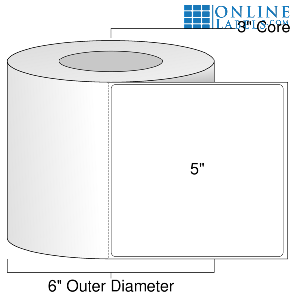 5" x 5" Inkjet Roll Labels Weatherproof White Matte RL4109JW