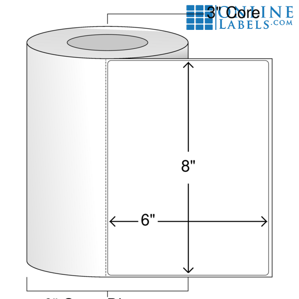 8" x 6" Inkjet Roll Labels Weatherproof White Matte RL4126JW