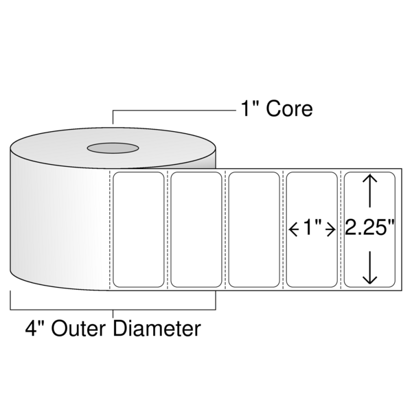 Roll of 2.25" x 1"  Thermal  labels