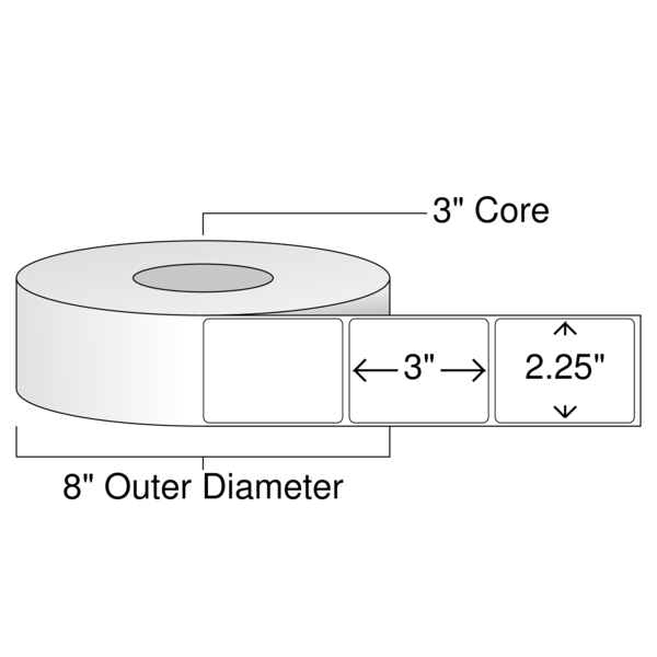 Roll of 2.25" x 3"  Thermal  labels
