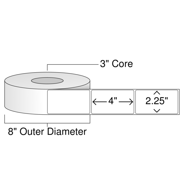 Roll of 2.25" x 4"  Thermal  labels