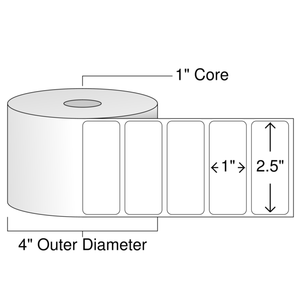 Roll of 2.5" x 1"  Thermal  labels