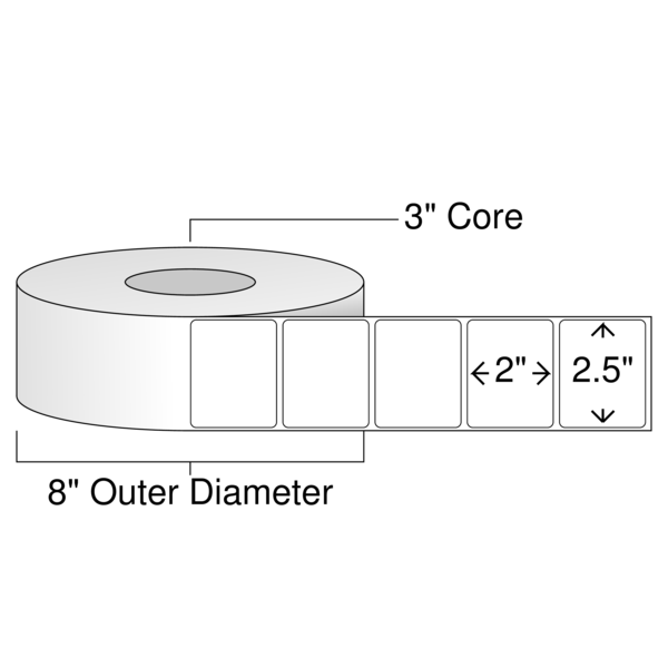 Roll of 2.5" x 2"  Thermal  labels