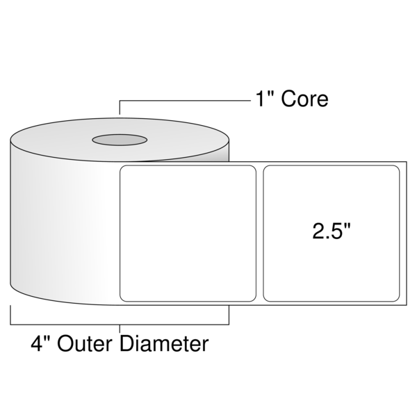 Roll of 2.5" x 2.5"  Thermal  labels