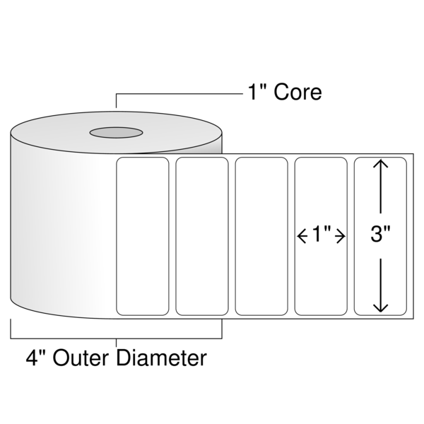 Roll of 3" x 1"  Thermal  labels